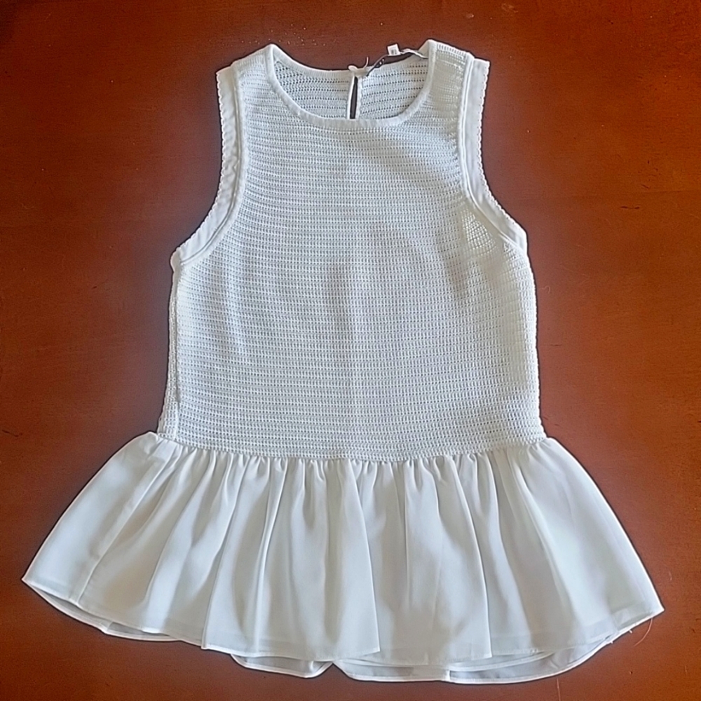 English Factory white poplum knit sleeveless top